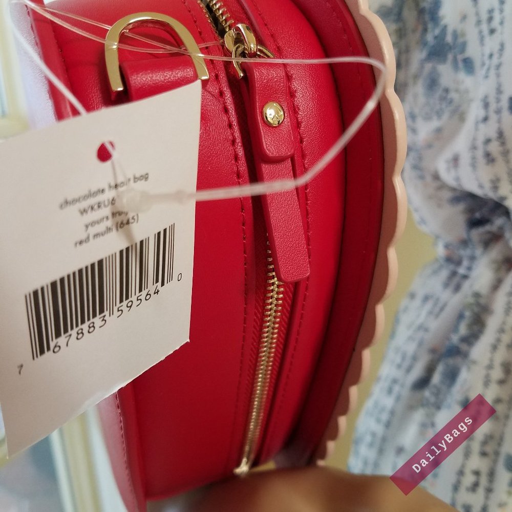 KATE SPADE CHOCOLATE HEART BAG YOURS TRULY RED - Picture 5 of 6